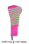 Ruby Pink and Lime Green Club Sock Golf Headcover