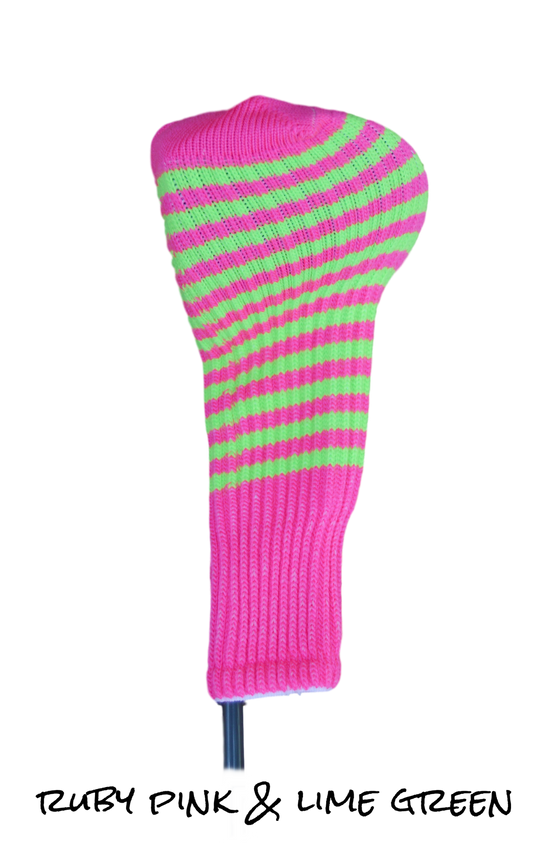 Ruby Pink and Lime Green Club Sock Golf Headcover | Peanuts and Golf