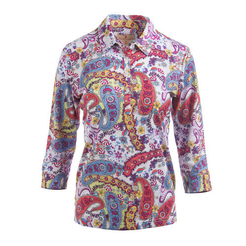Sport Haley Lizzie 3/4 Sleeve Paisley Print Polo | UPF 30