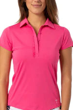 Golftini Short Sleeve Ruffle Tech Polo HOT PINK