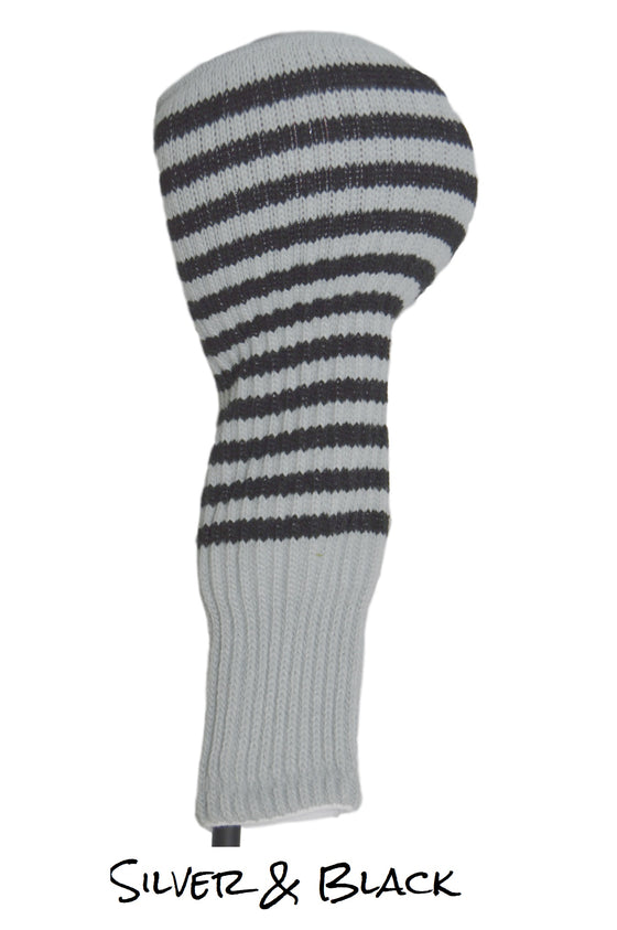 Silver and Black Club Sock Golf Headcover