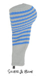 Silver and Blue Club Sock Golf Headcover