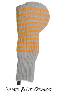  Silver and Light Orange Club Sock Golf Headcover