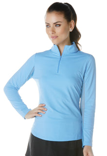  Ibkul Icifil Long Sleeve Zip Mock Neck SPF 50 | Periwinkle