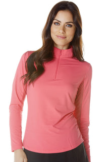  Ibkul Icifil SPF 50 Long Sleeve Mock Neck Sun Shirt: Watermelon