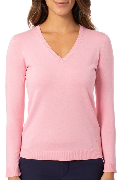 Golftini V- Neck Stretch Sweater -  LT PINK