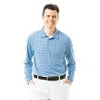 SanSoleil Mens Solcool Long Sleeve Check Button Polo - SUBMARINE BLUE