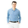 SanSoleil Mens Solcool Long Sleeve Check Button Polo - VINTAGE