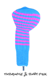 Turquoise and Ruby Pink Club Sock Golf Headcover | Peanuts and Golf