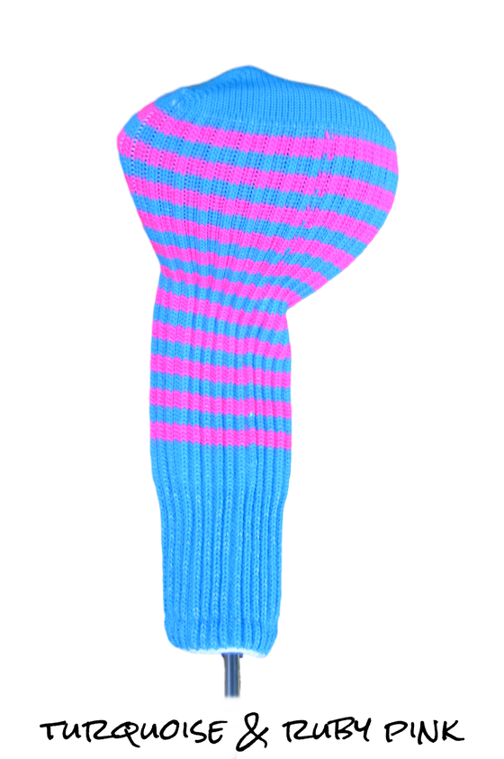 Turquoise and Ruby Pink Club Sock Golf Headcover | Peanuts and Golf