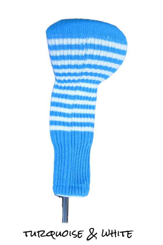 Turquoise and White Club Sock Golf Headcover