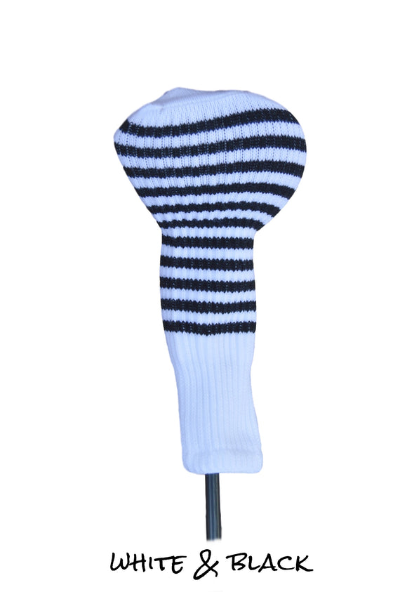 White and Black Club Sock Golf Headcover