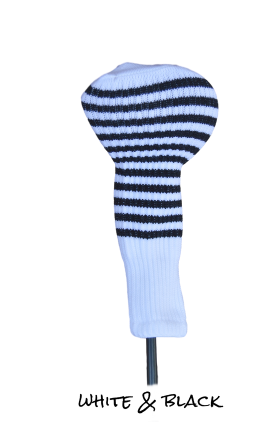 White and Black Club Sock Golf Headcover | Peanuts and Golf