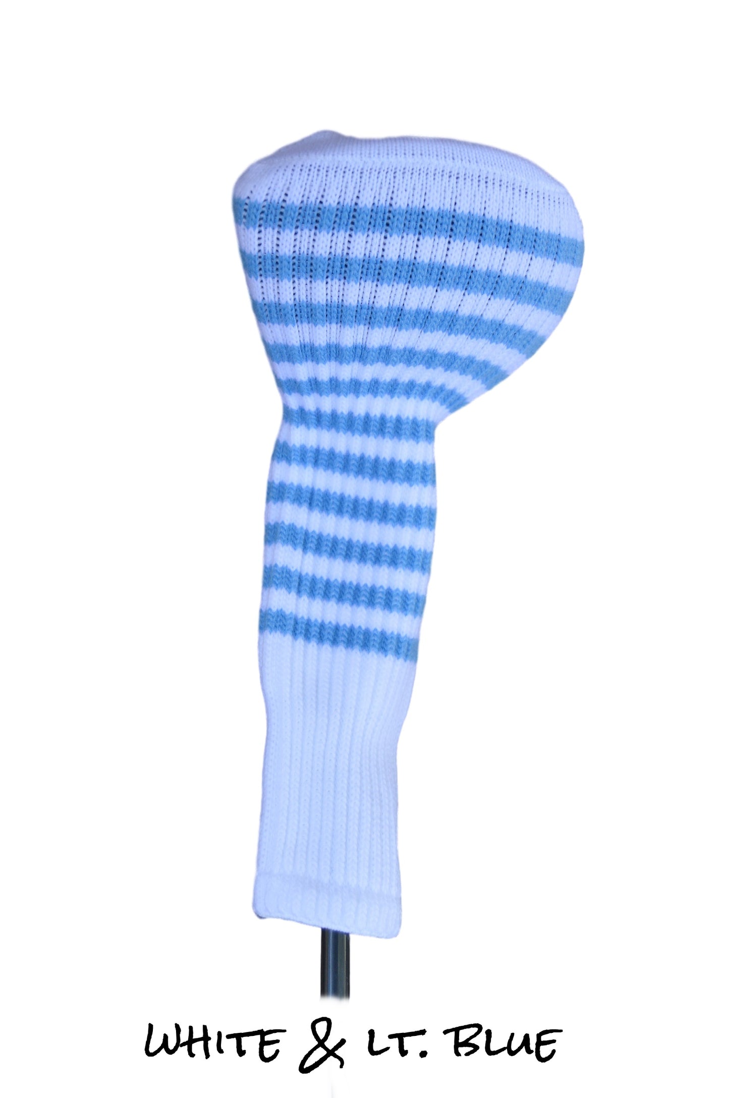 White and Light Blue Club Sock Golf Headcover