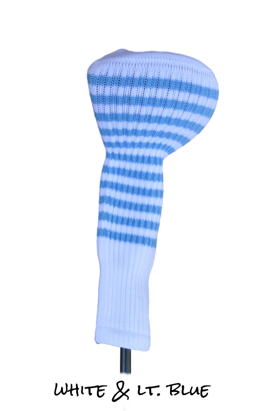White and Light Blue Club Sock Golf Headcover | Peanuts and Golf