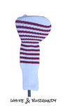 White and Burgundy Red Club Sock Golf Headcover