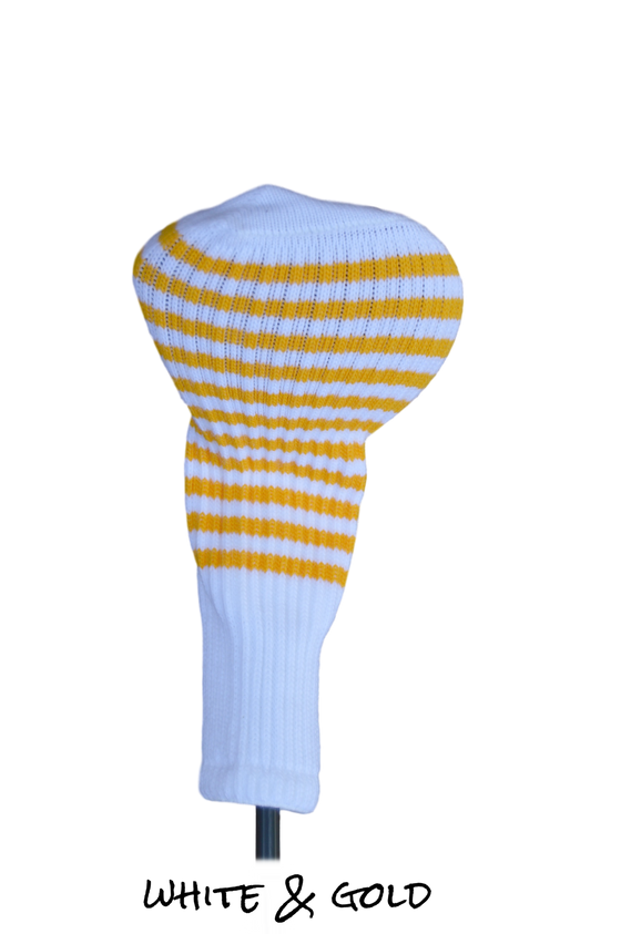 White and Gold Club Sock Golf Headcover | Peanuts and Golf