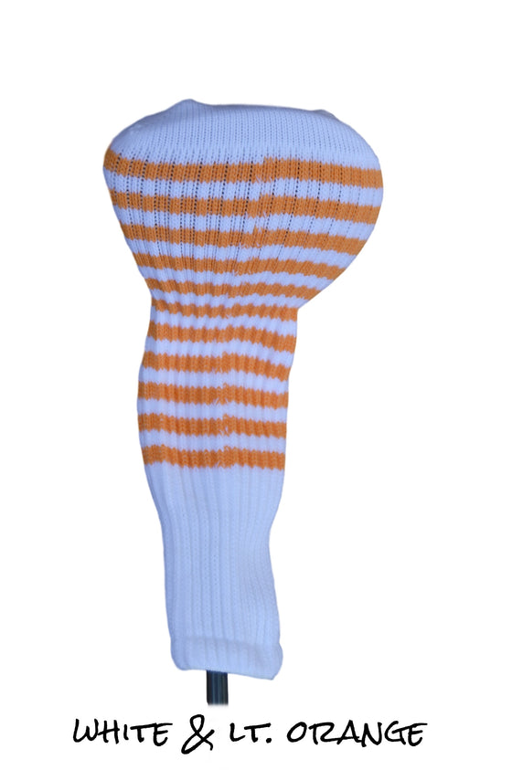 White and Light Orange Club Sock Golf Headcover