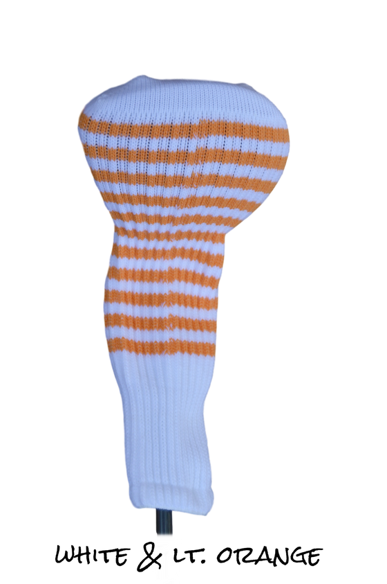 White and Light Orange Club Sock Golf Headcover | Peanuts and Golf