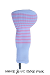 White and Light Rose Pink Club Sock Golf Headcover | Peanuts and Golf