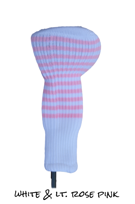 White and Light Rose Pink Club Sock Golf Headcover | Peanuts and Golf