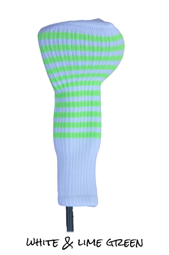 White and Lime Green Club Sock Golf Headcover