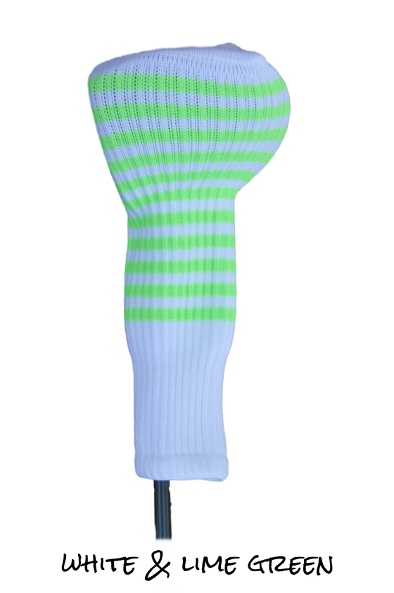 White and Lime Green Club Sock Golf Headcover | Peanuts and Golf