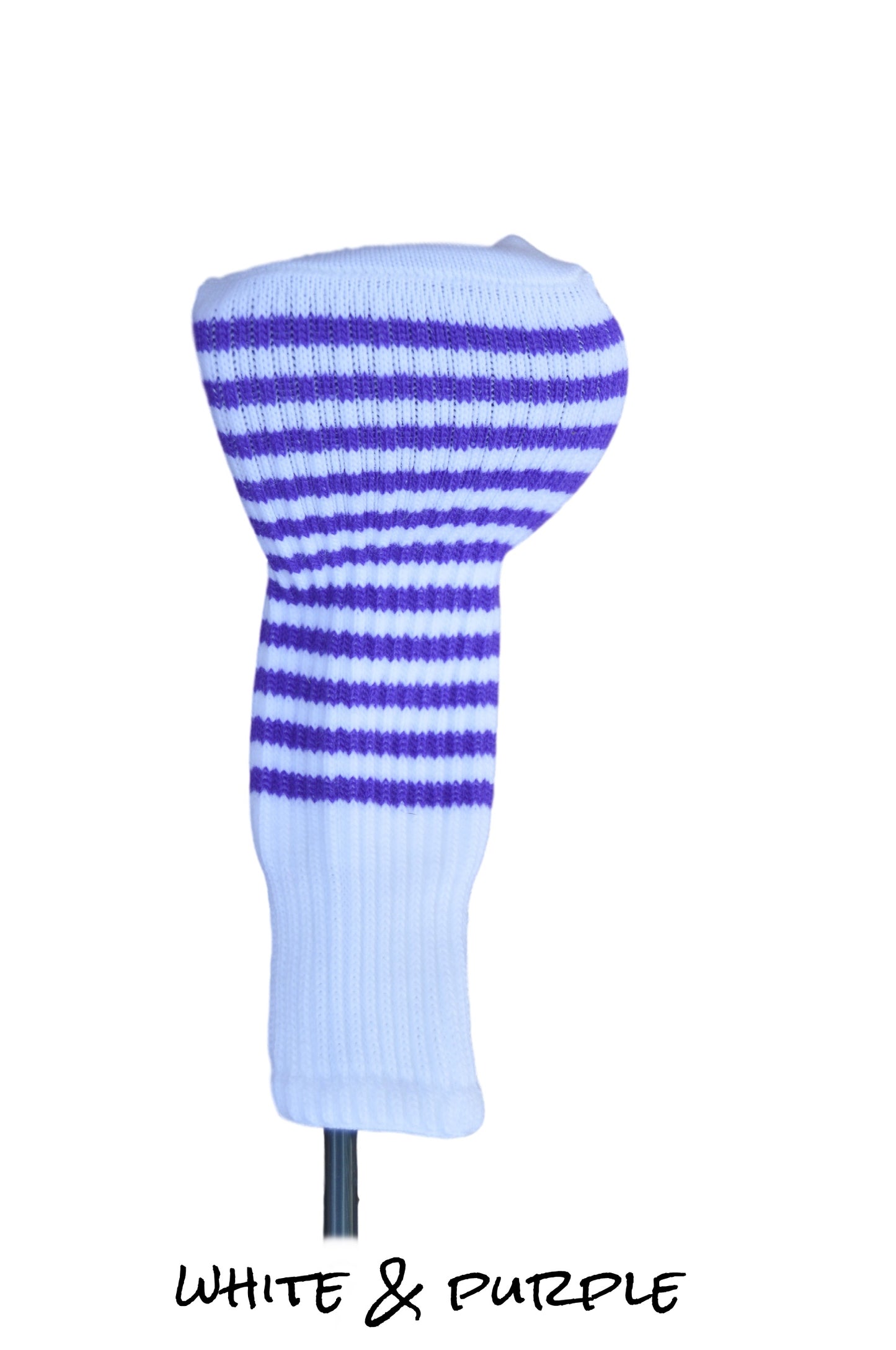 White and Purple Club Sock Golf Headcover