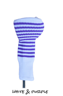  White and Purple Club Sock Golf Headcover