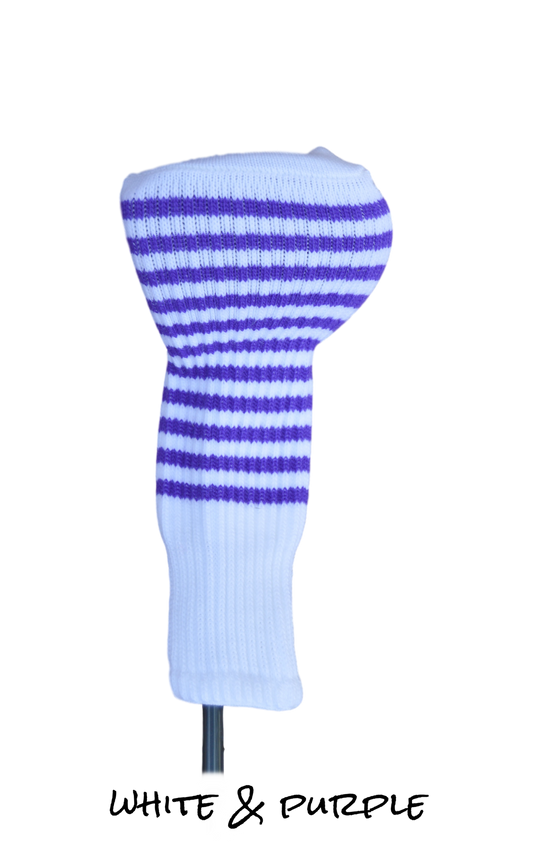 White and Purple Club Sock Golf Headcover | Peanuts and Golf