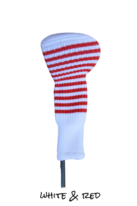 White and Red Club Sock Golf Headcover | Peanuts and Golf