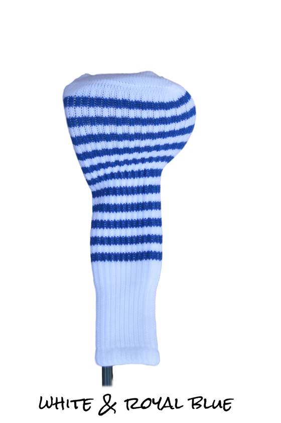 White and Royal Blue Club Sock Golf Headcover | Peanuts and Golf