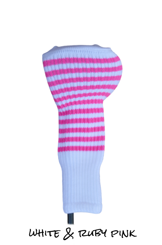 White and Ruby Pink Club Sock Golf Headcover | Peanuts and Golf