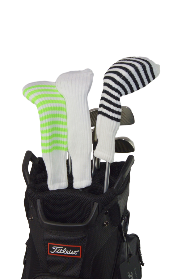 White and Black Club Sock Golf Headcover