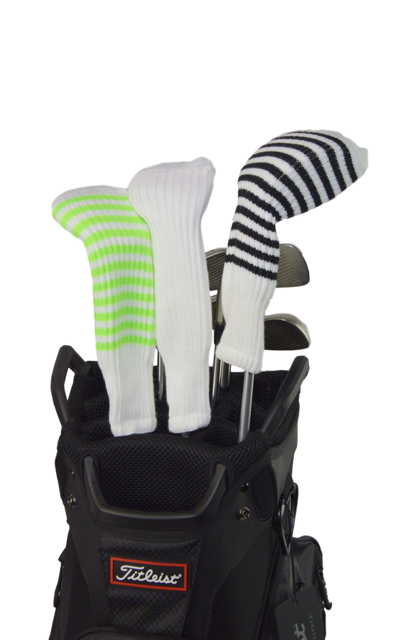 White and Navy Club Sock Golf Headcover