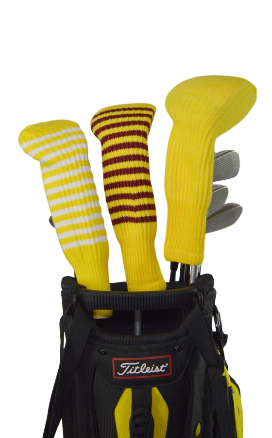 Yellow and White Club Sock Golf Headcover