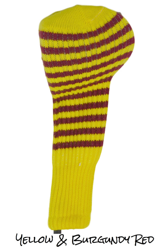 Yellow and Burgundy Red Club Sock Golf Headcover