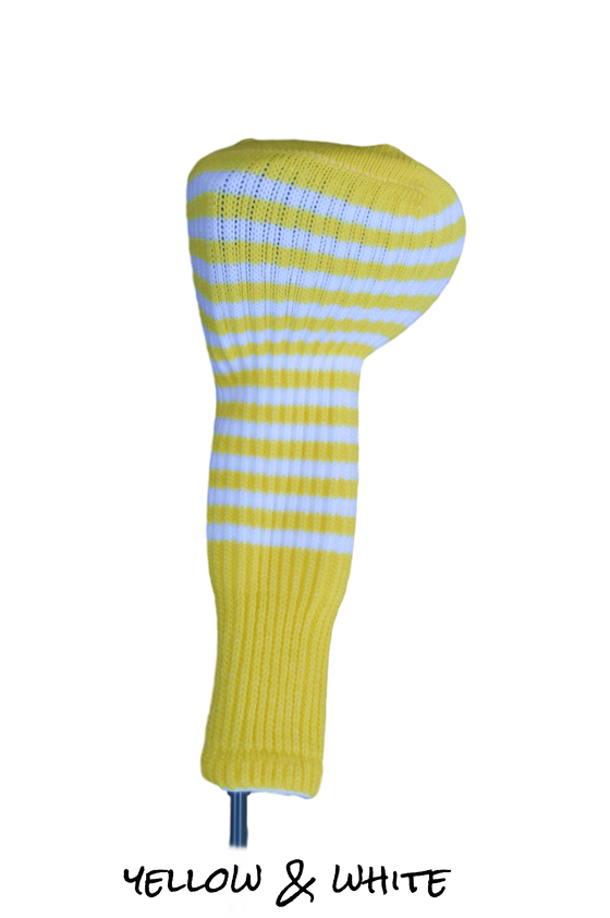 Yellow and White Club Sock Golf Headcover